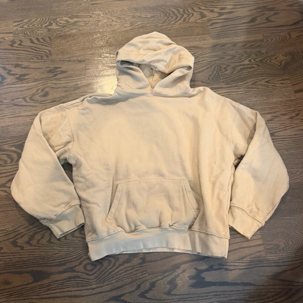 MNML Hoodie Unisex Adults Size S Beige Pullover Fleece Lined Kangaroo